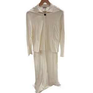 Vantana Ivory Sleeveless Maxi Dress with Lightweight Jacket Made in the USA Sz S